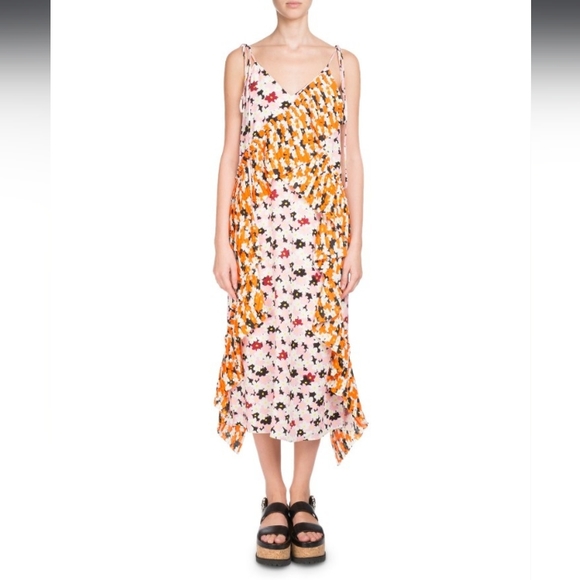 Kenzo Paris Daisy Floral Print Ruffle Slip Dress US 8 - Picture 2 of 9